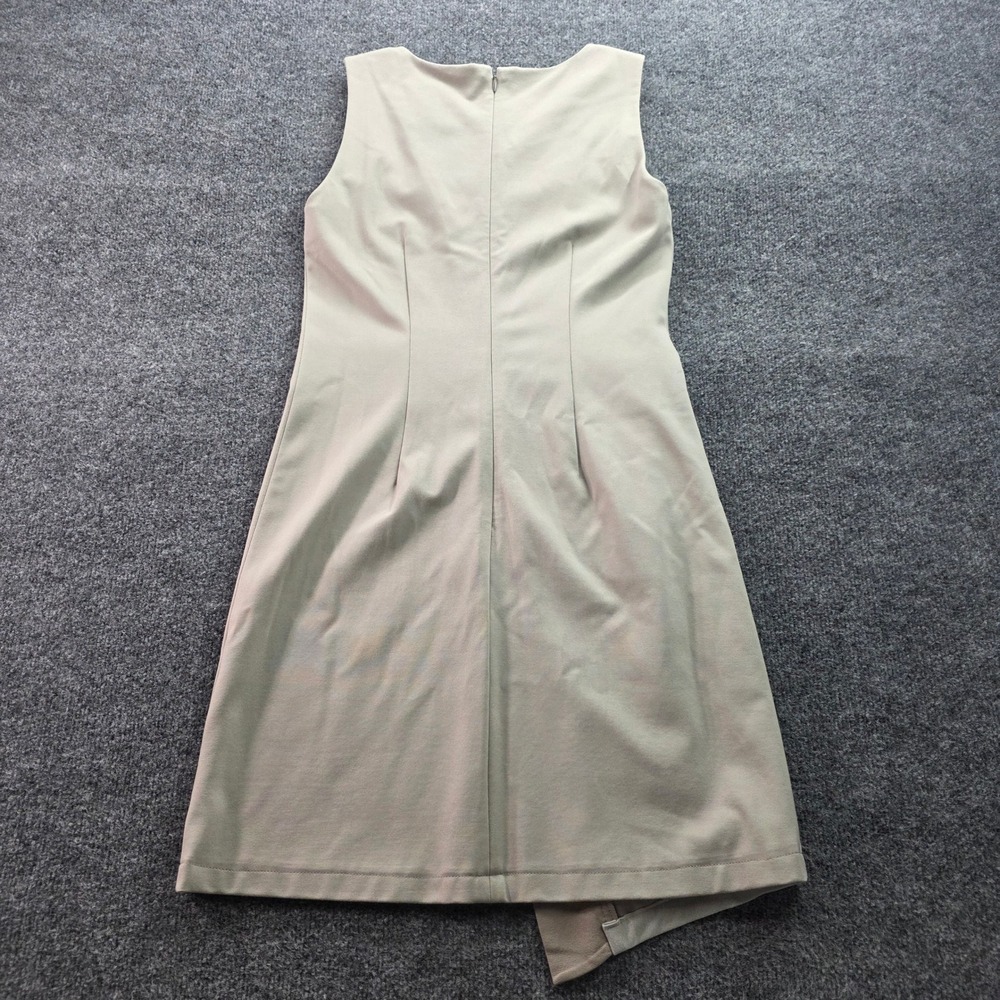My Tribe Dress Genuine Leather Panel Sleeveless Shift Taupe Beige Size M Wom NEW - Picture 3 of 9